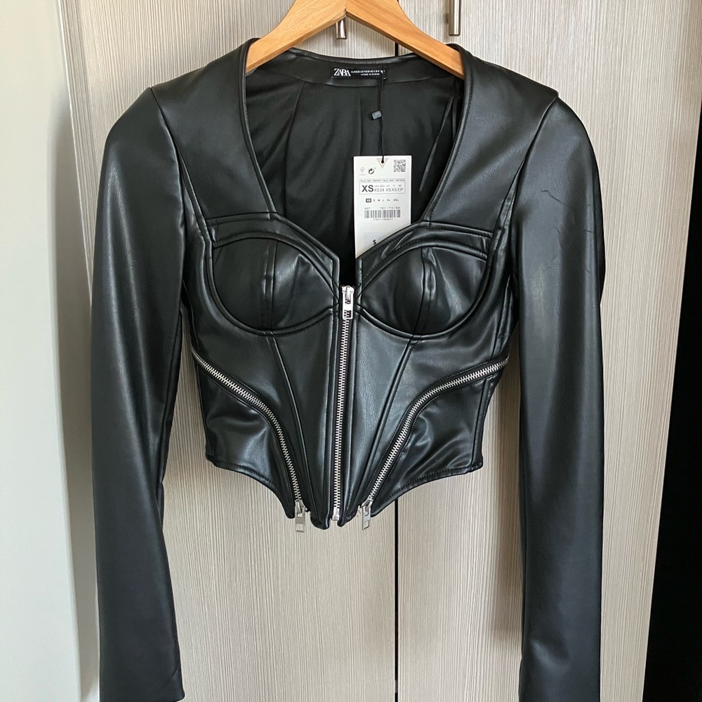 Zara Faux Leather Corset Top